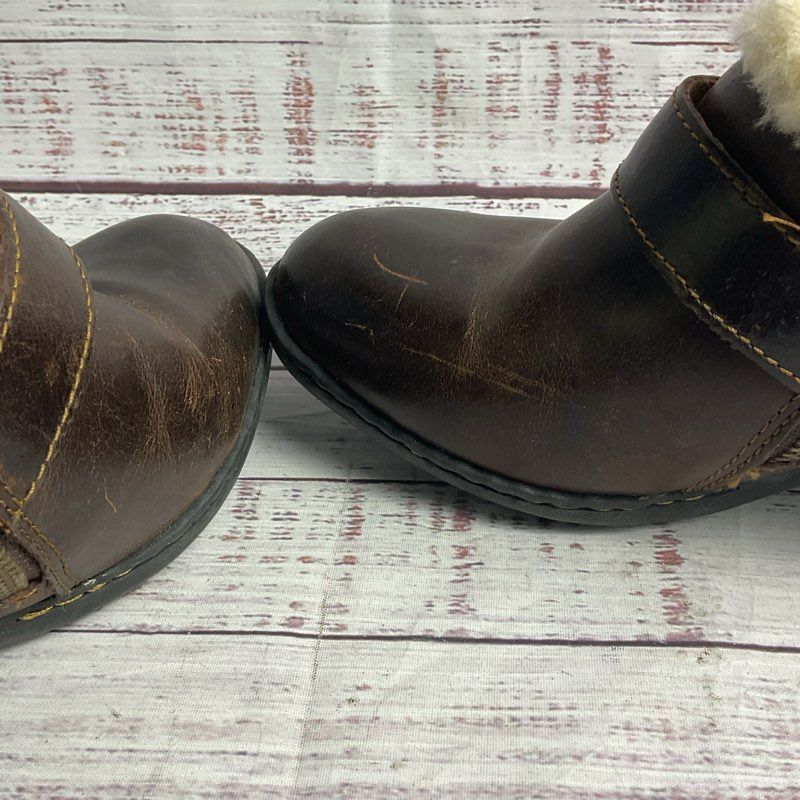 Born Cita Brown Leather Shearling Lined Pump Ankle Boot Women's Size 7 US