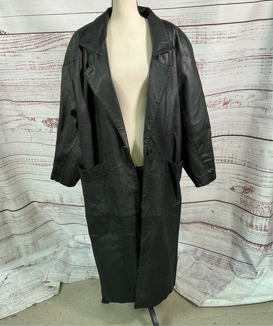 Women's Vintage BB Dakota Pret A Porter Black Leather Full Length Coat Size L