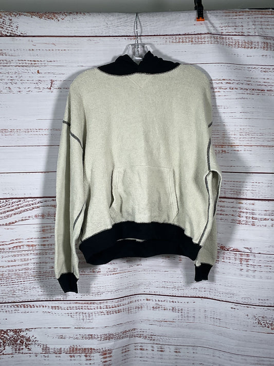Aya Muse White Black Trim Cotton Pullover Hoodie NWT - Size S