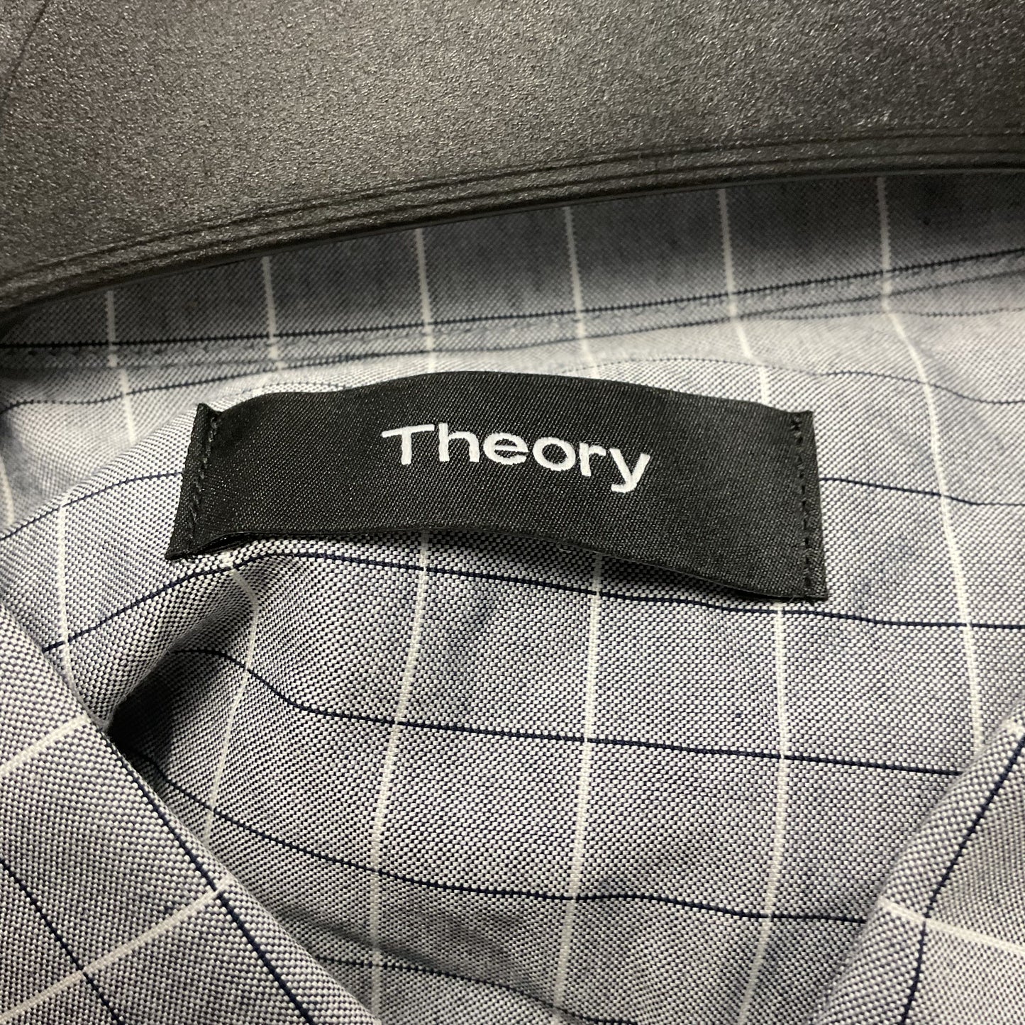 Theory Sylvain Oxford Trim Fit Grid Sport Button Up Long Sleeve Shirt Size M New
