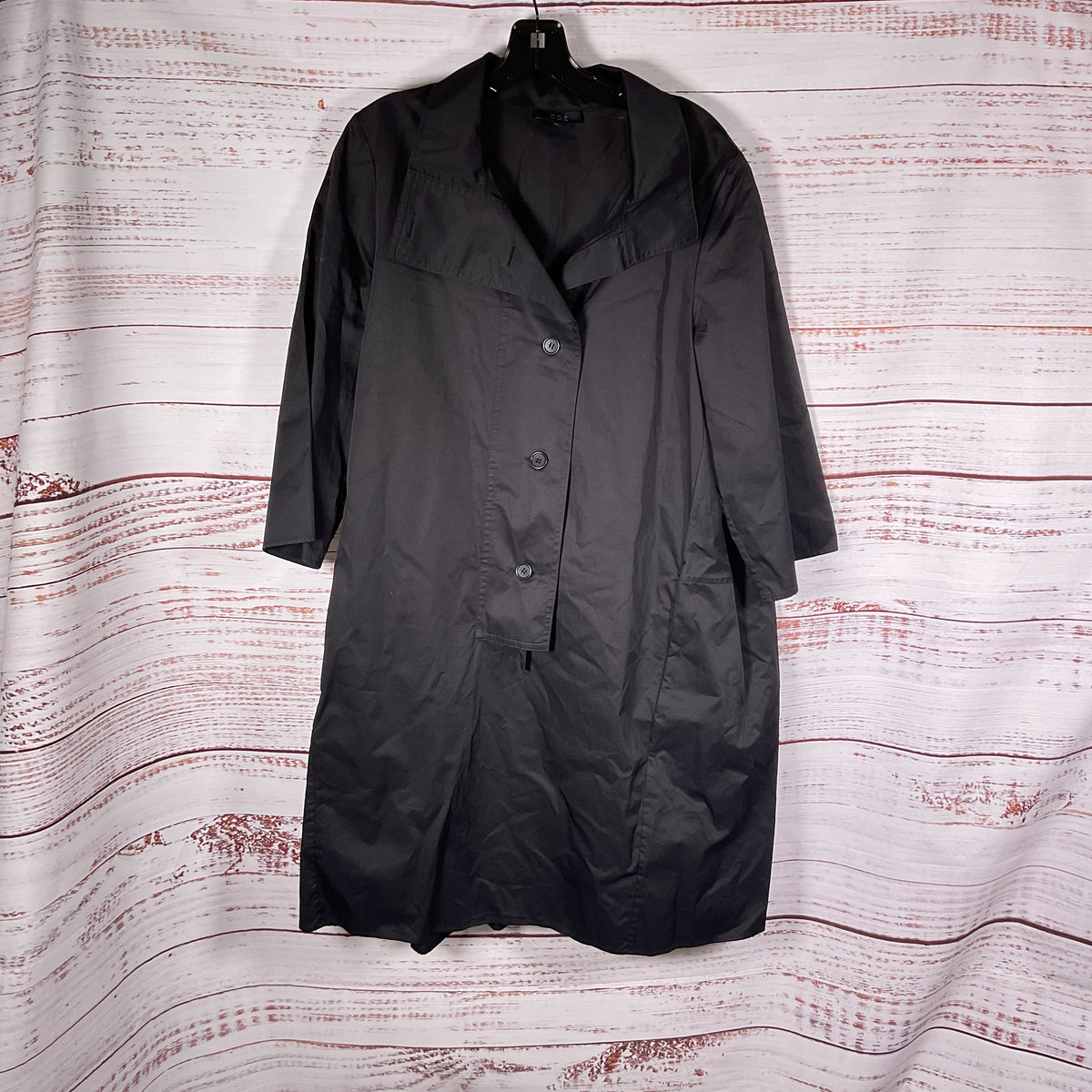 COS Voluminous Black Button Front Stand Collar Dress - Size 12