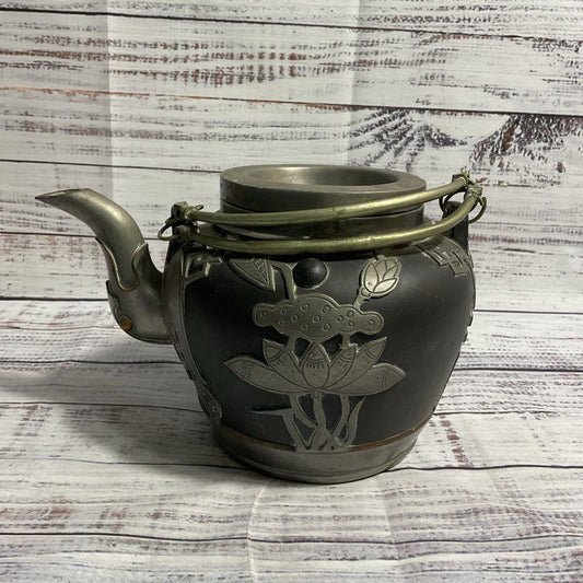 Antique 17th Century Chinese Metal Teapot Signed Shi Dabin