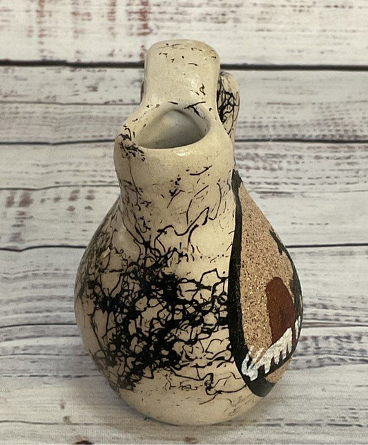 Vintage Navajo Cowboy Sand Vase Beige
