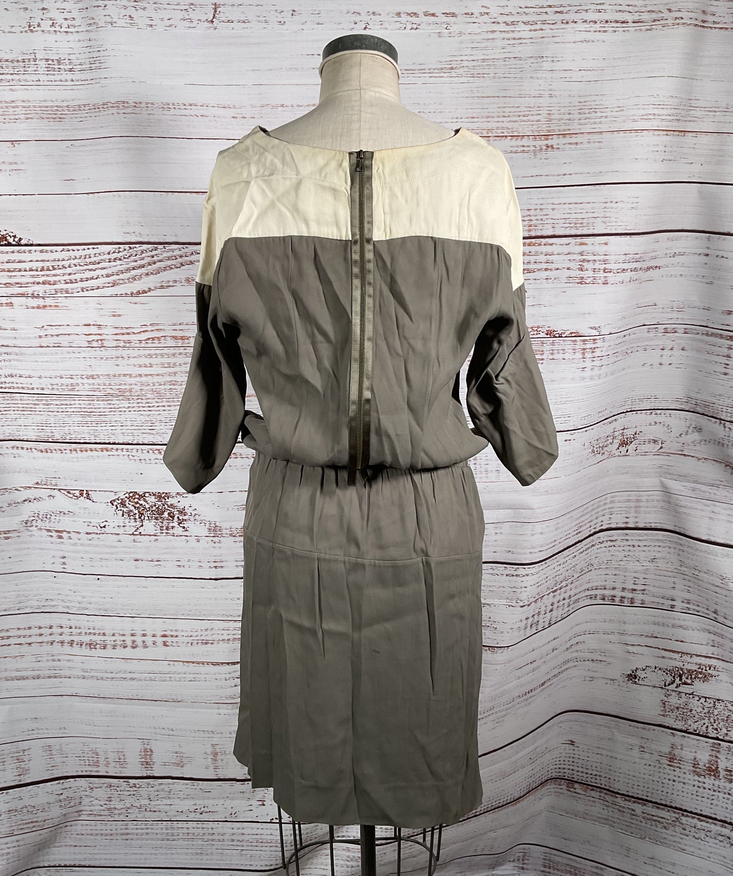 Marni Gathered Waist Knee Length Dress Taupe 40