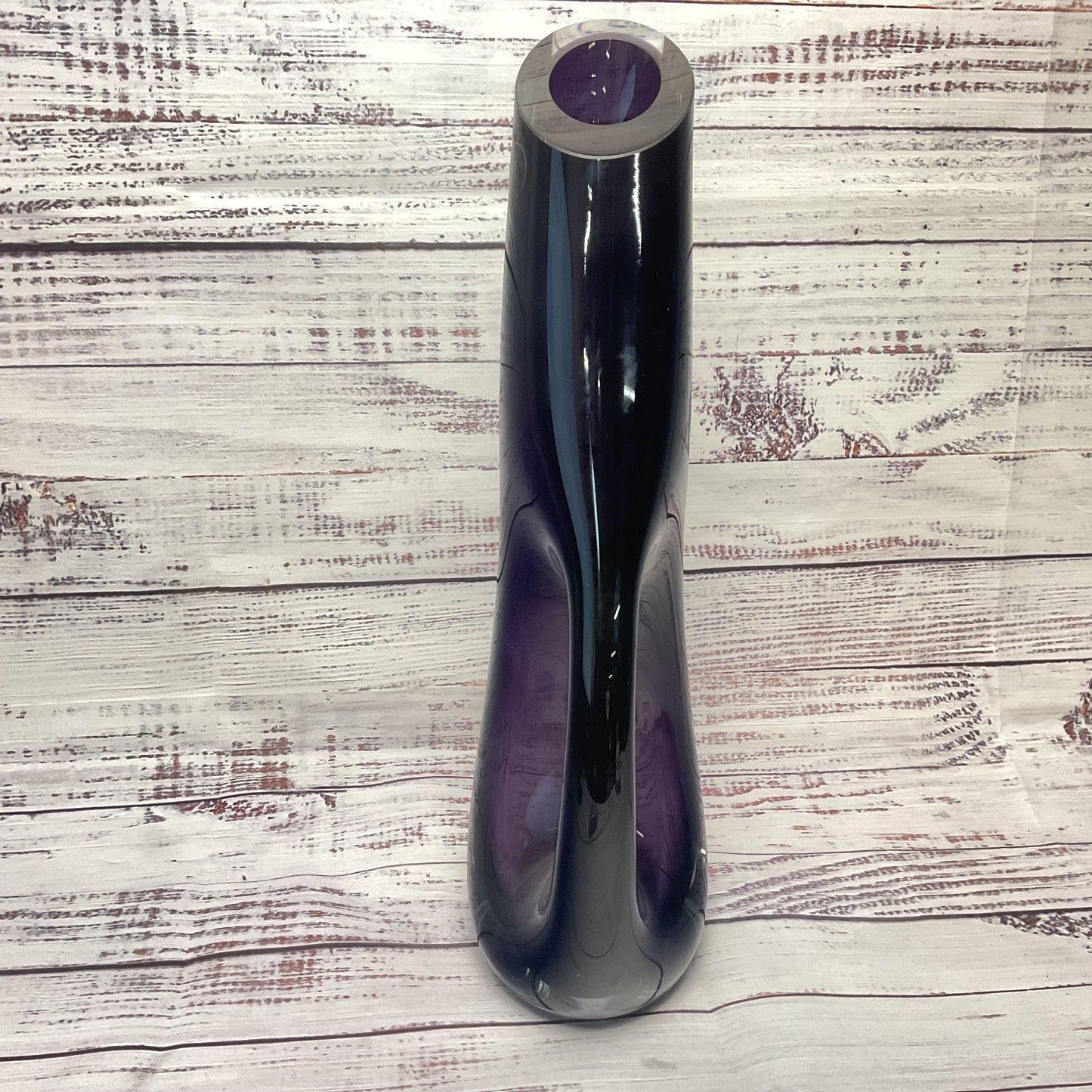 Bombay Company Purple And Clear Crystal Art Glass Vase 14"