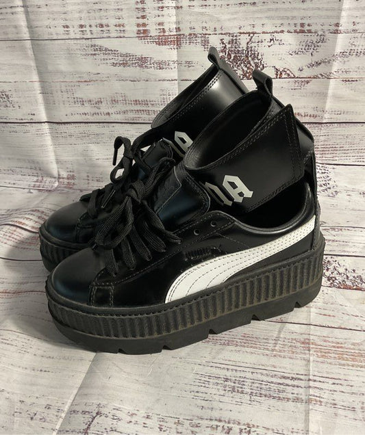 PUMA Fenty By Rihanna Black/White Ankle Strap Creeper Platform Sneakers Size 6