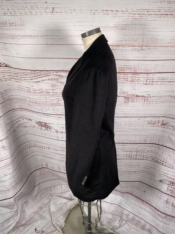 John Varvatos Women's Fleur-de-lis Inner Pattern Black Cotton Blend Jacket 44
