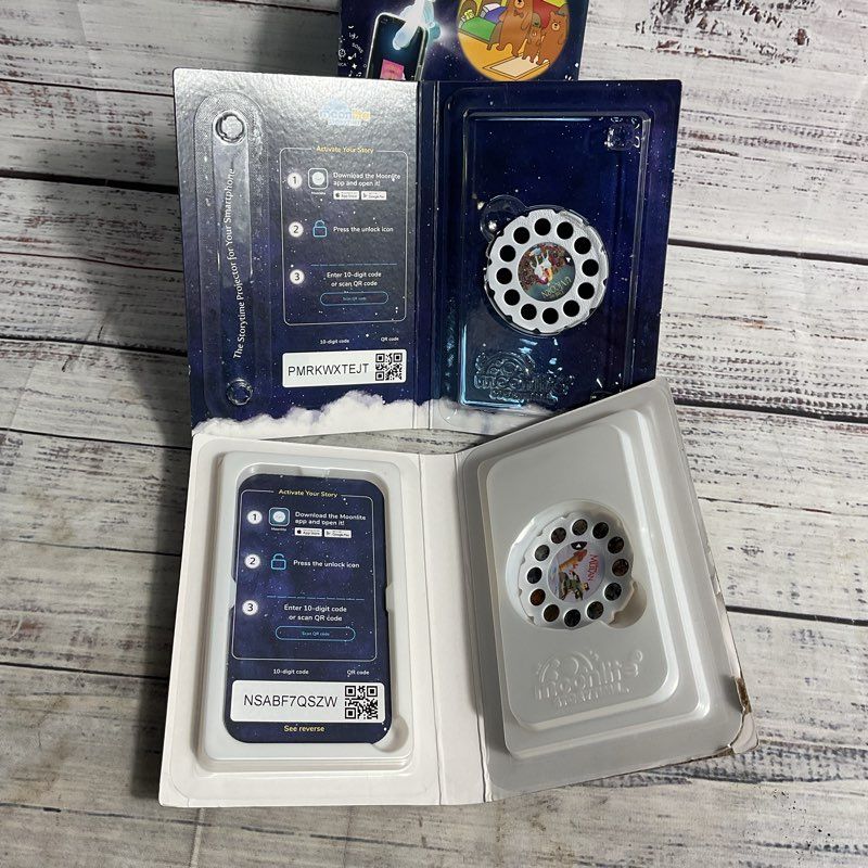 Moonlite Storytime App Compatible Mini Projector w/ Mulan, Uni The Unicorn Reels