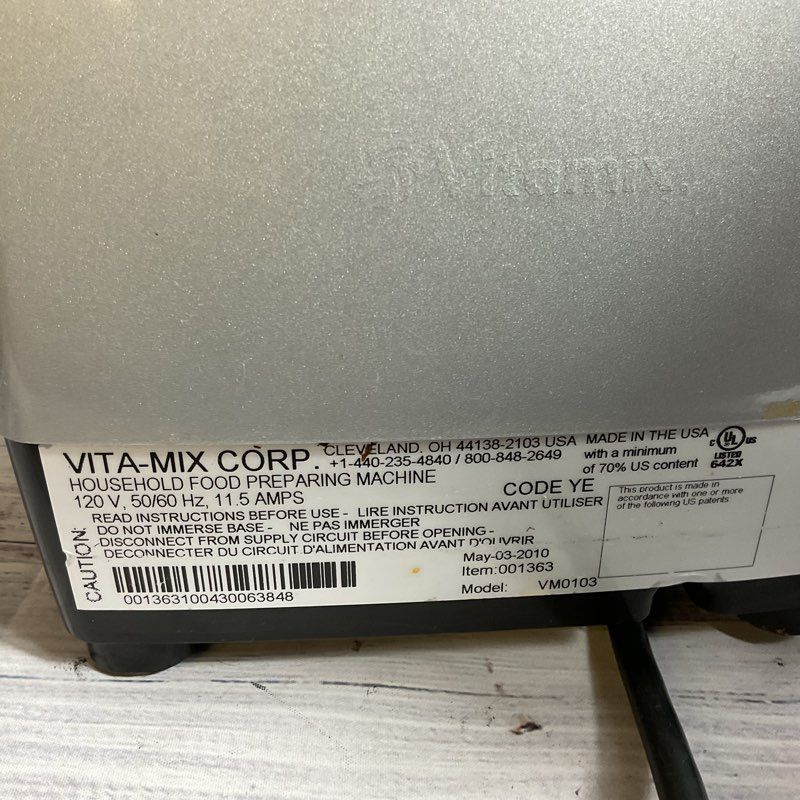 VITAMIX Model VM0103 Professional Series Culinary Institute Of America