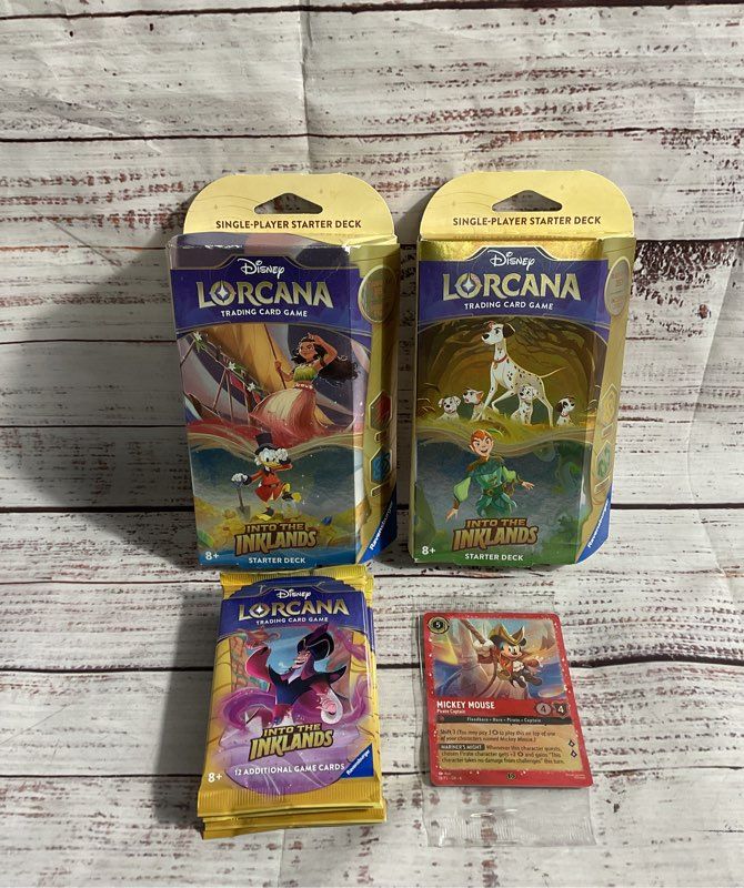 Disney Lorcana Trading Card Game 2 Decks 4 Booster Packs 1 Promo Card NEW
