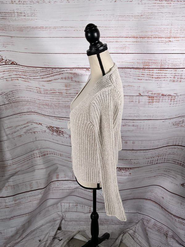 Velvet By Graham & Spencer V-Neck Tie Front Cardigan Knit in Chalk White Size S