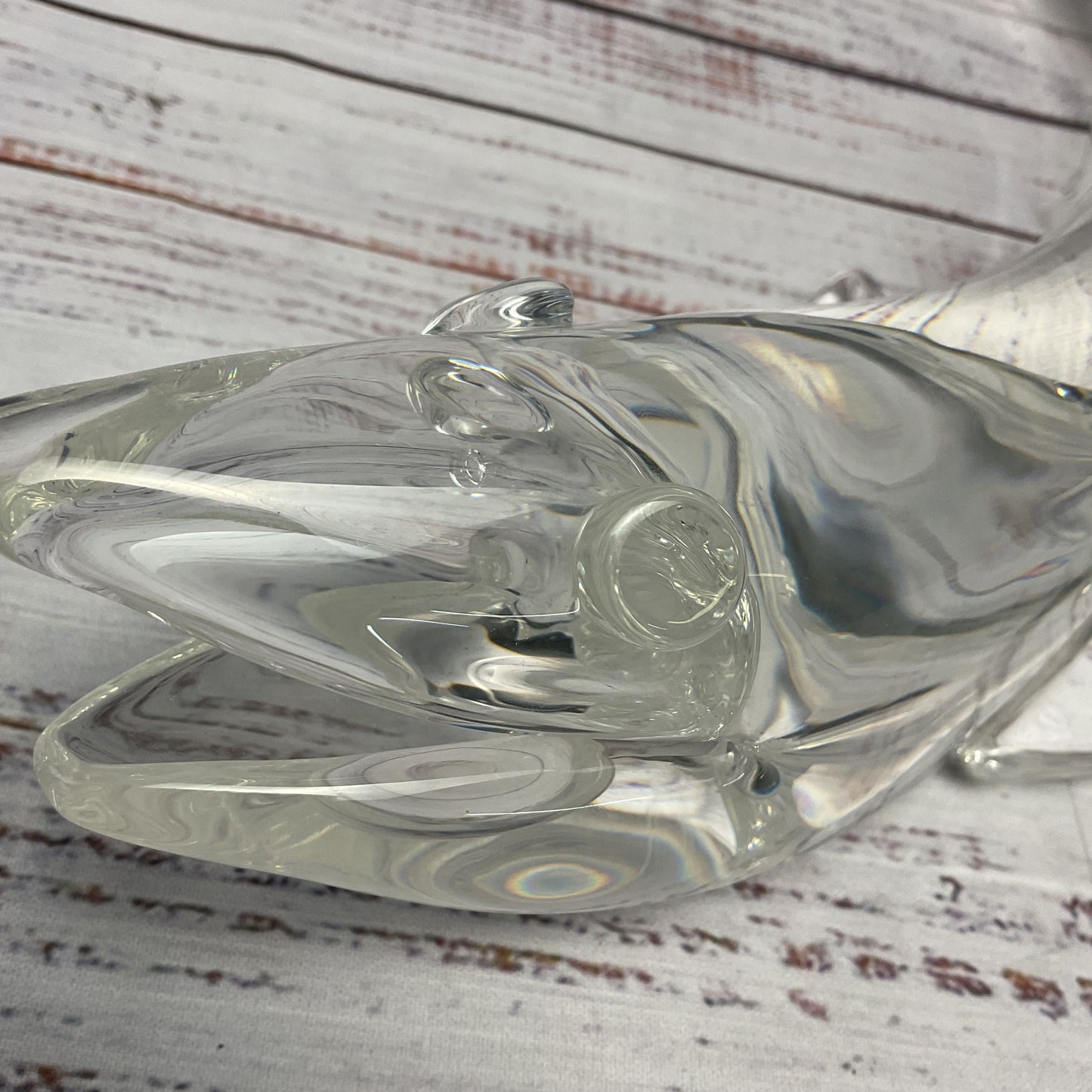 Steuben Crystal Glass Fish Salmon Art Sculpture 16" Long Signed Damaged*