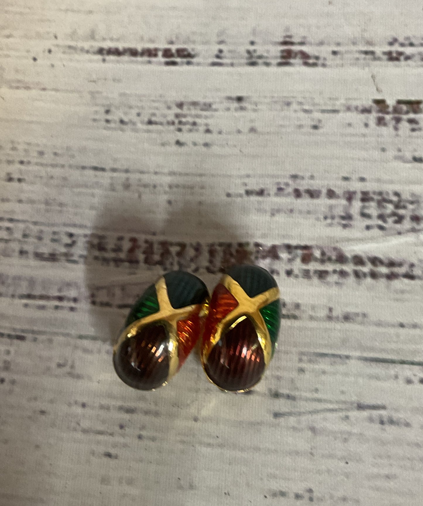 Joan Rivers Gold Tone Clip On Earrings Multi Color Enamel