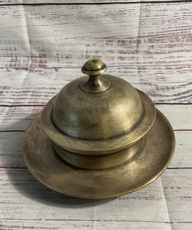 Vintage Silverplated Metal Butter Dish? With Engraving 6"x 3.5"