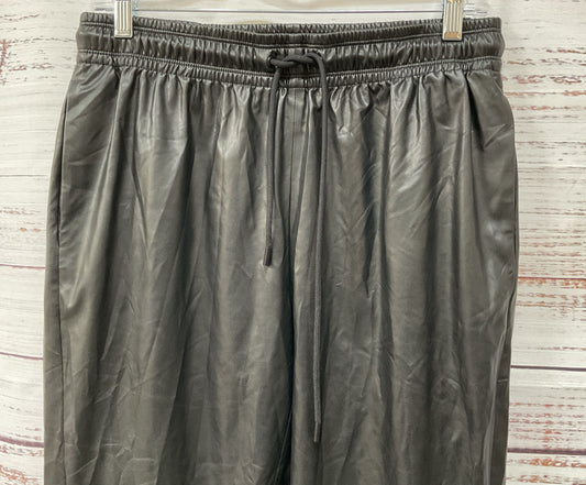 Theory Women's Black Paper Faux Leather Slit Leg Pull On Pants Size 2