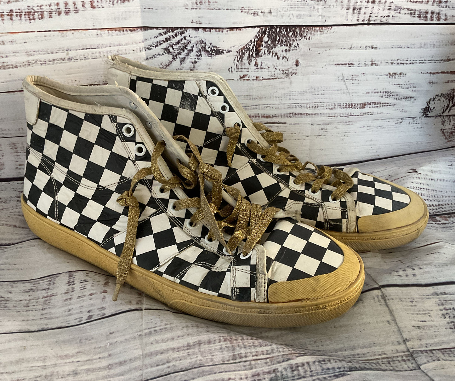 Saint Laurent Paris Hedi Slimane Checkered High Sneakers Multicolor 11.5