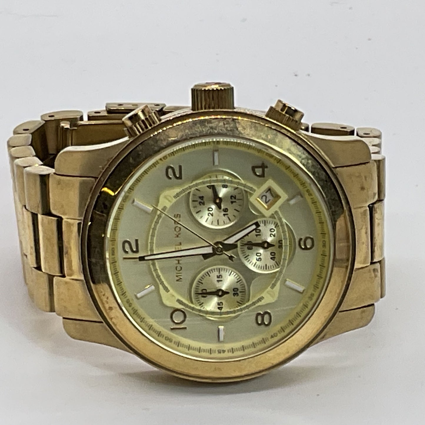 MICHAEL KORS MK8077 Men's Gold Tone Chrono Watch - 7"