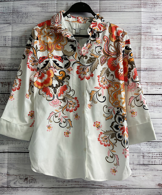 NWT Women's Chicos White Print Blouse Size 8