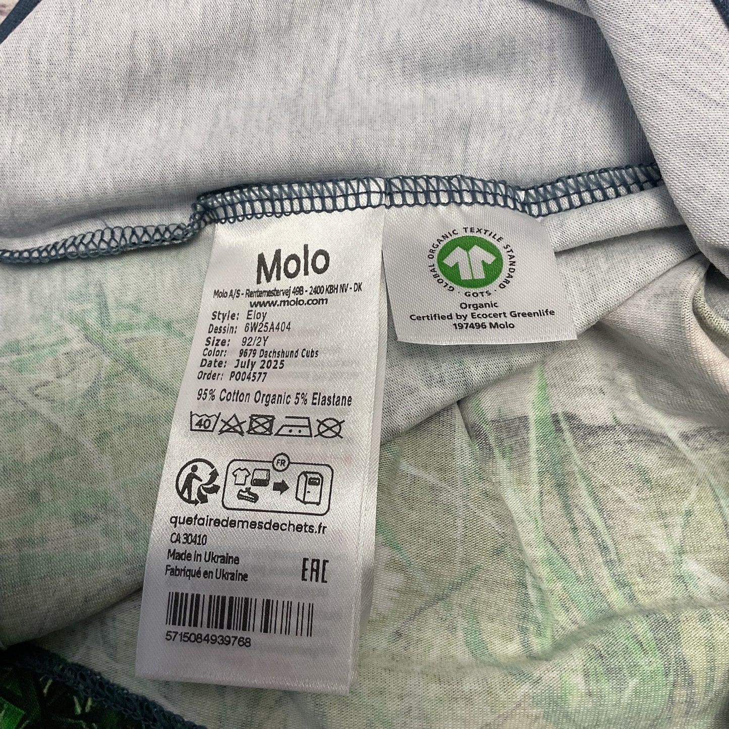 Molo Blue Weiner Dog Print Snap Button Closure Shoulder Baby Shirt - Size 2Y New