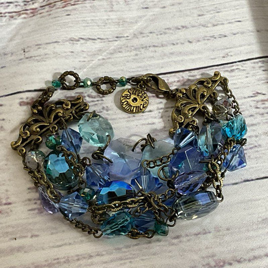 VTG. SWEET ROMANCE 5 Strand Rhinestone Bracelet- 7-9"