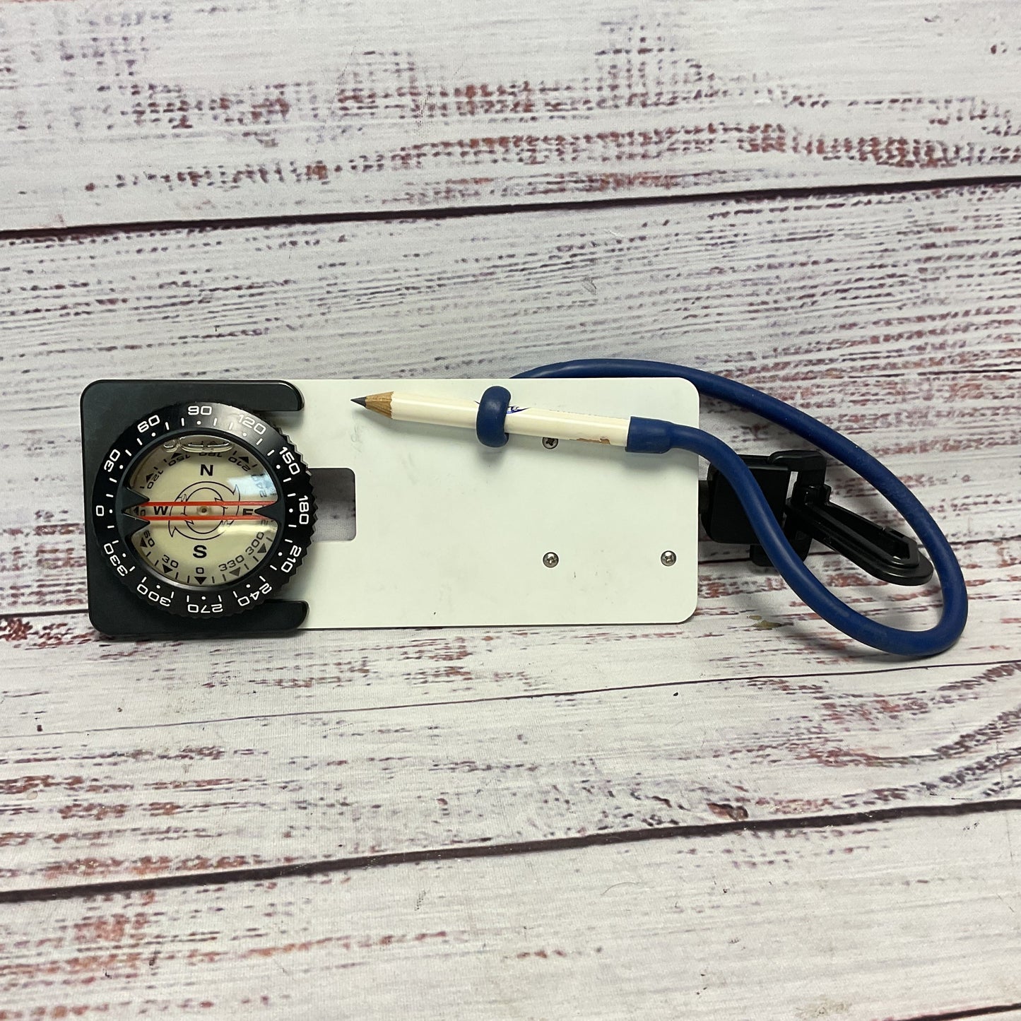 Cetacea White Scuba Compass and Pencil Retractable Lanyard