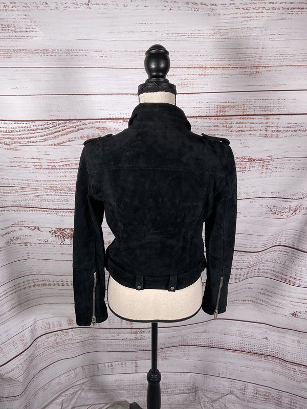 BLANKNYC Jacket Women's Black Suede Moto Biker Belted Asymmetrical Zip Lined M