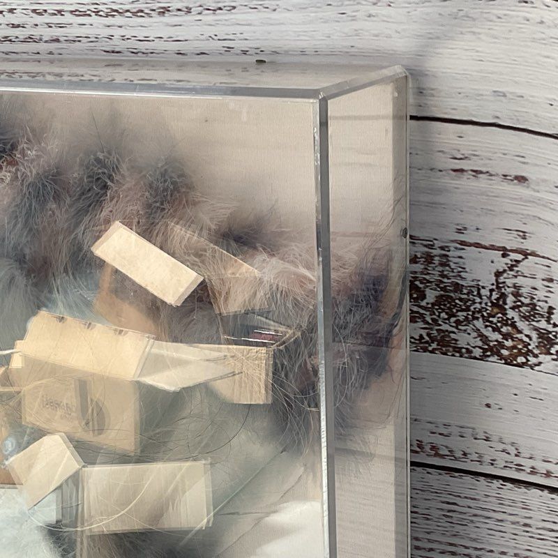 Signed SHAWN ATHARI Glass Mask with Feathers & Necklace with Shadowbox Display