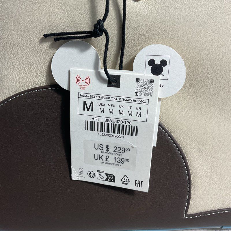NWT Harry Lambert for Zara X Disney Mickey Ears Leather Boston Shoulder Bag