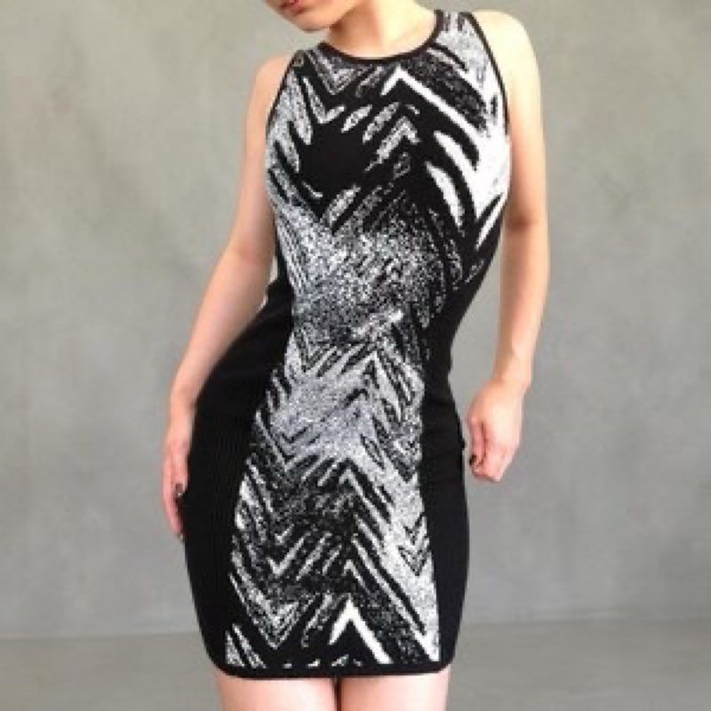 NWT Armani Exchange Women's Black & White Bodycon Short Dress Size S