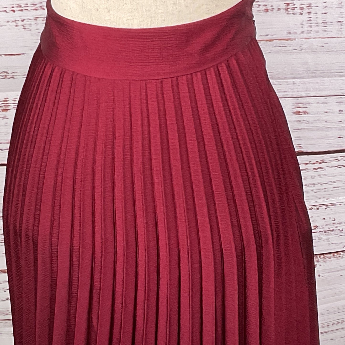 SEZANE Women's Burgundy Pleated Long Skirt- SZ 36