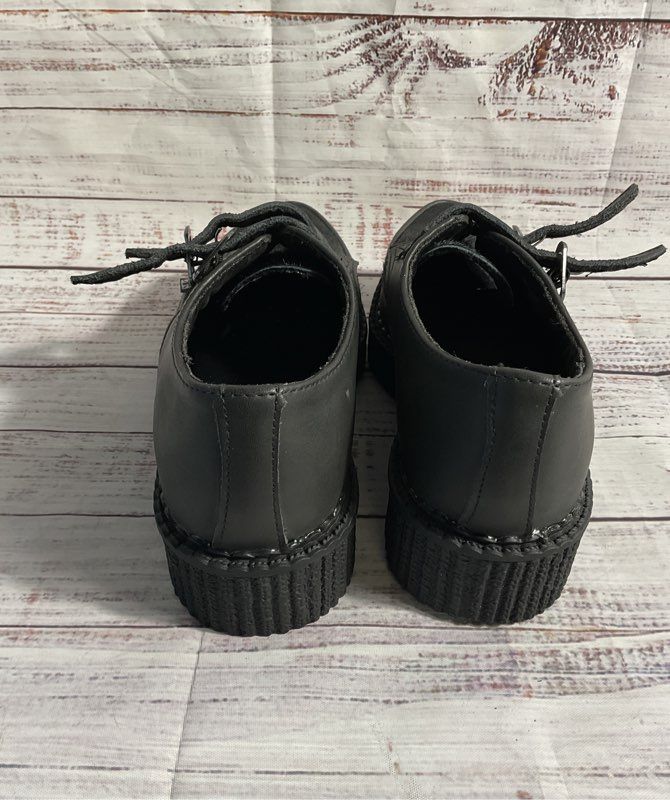 T.U.K. Women's Black Leather Platform Creeper Shoes Size 5