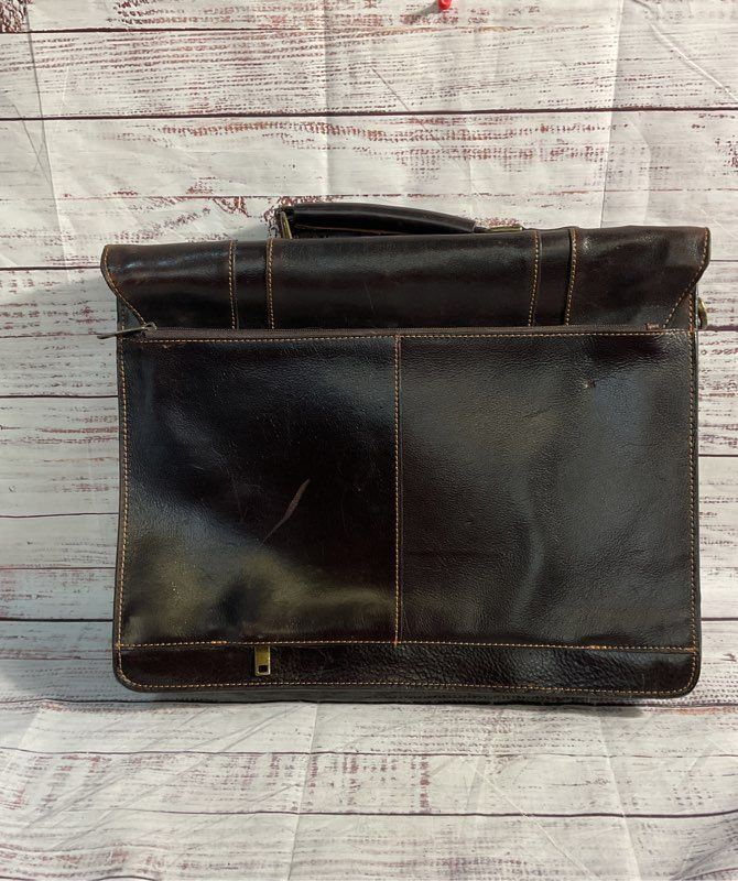 Wilsons Leather Dark Brown Briefcase Messenger Bag Leather