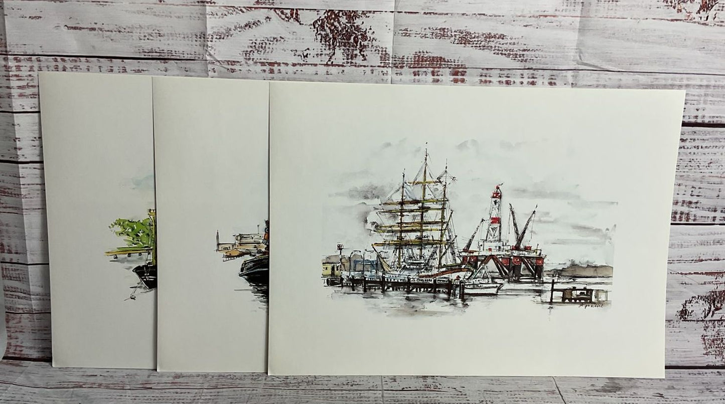 Kieler Bilderbogen Watercolor Art Prints Portfolio by Helga Röhl Signed