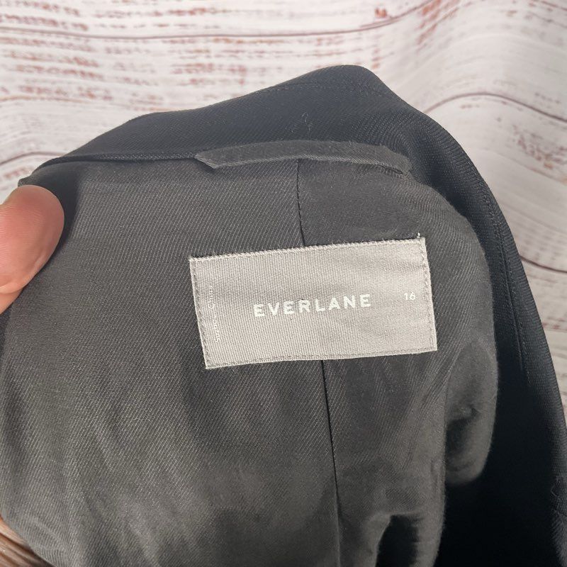 NWT Everlane Black Wool Blend Notch Lapel 2 Button Blazer Jacket - Size 16