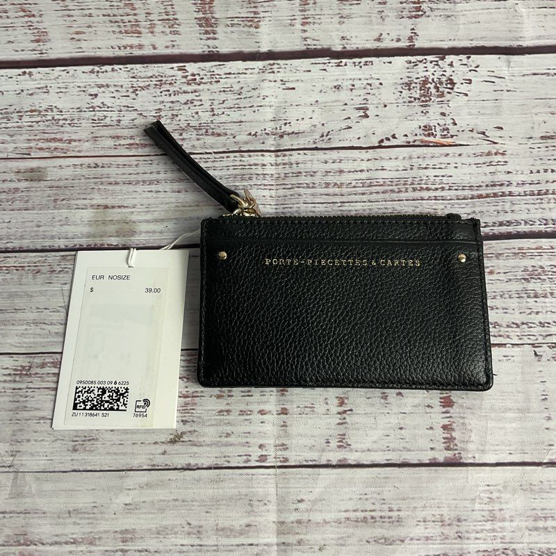 & Other Stories Black Pebbled Leather Coin & Card Holder French 5" Wallet