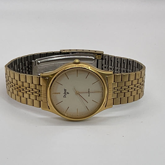 VTG. PULSAR Y551-8019 Gold Tone Quartz Men's Watch- NEEDS BATTERY