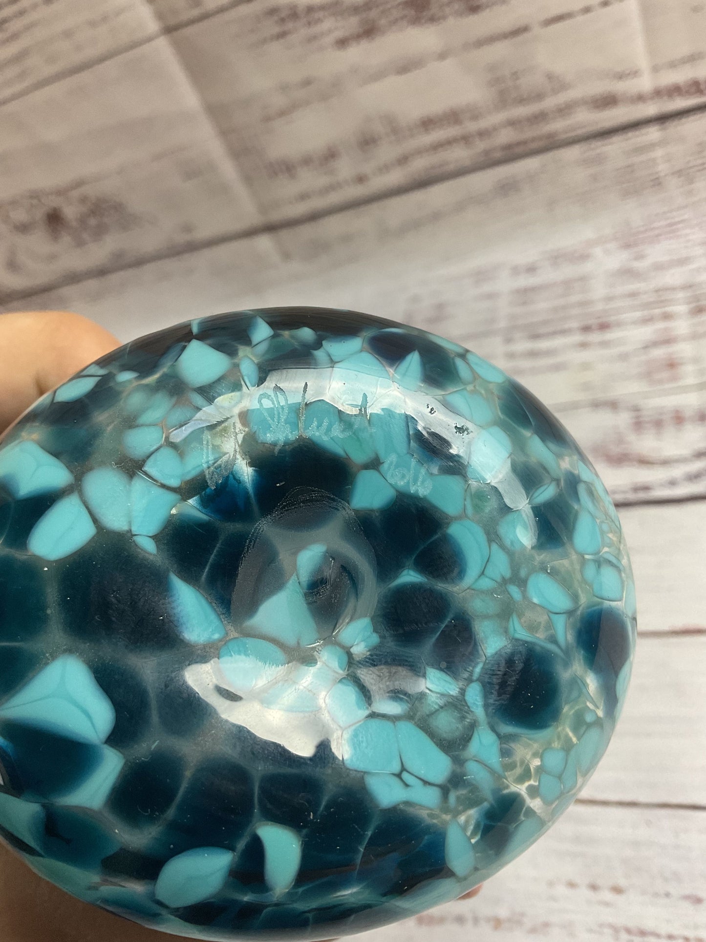 Blue Mottled Glass Swimsuit Vase