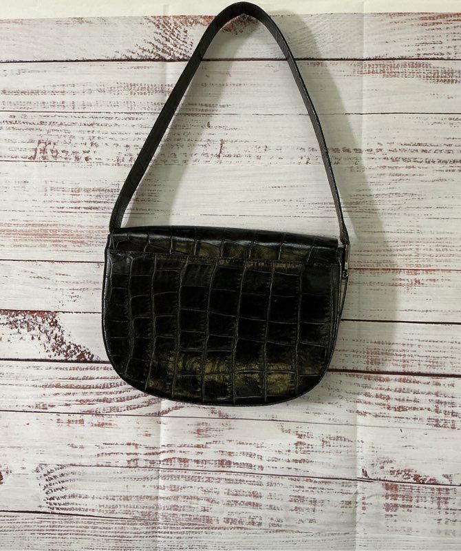 Francesco Biasia Black Crocodile Embossed Shoulder Bag GREAT CONDITION!