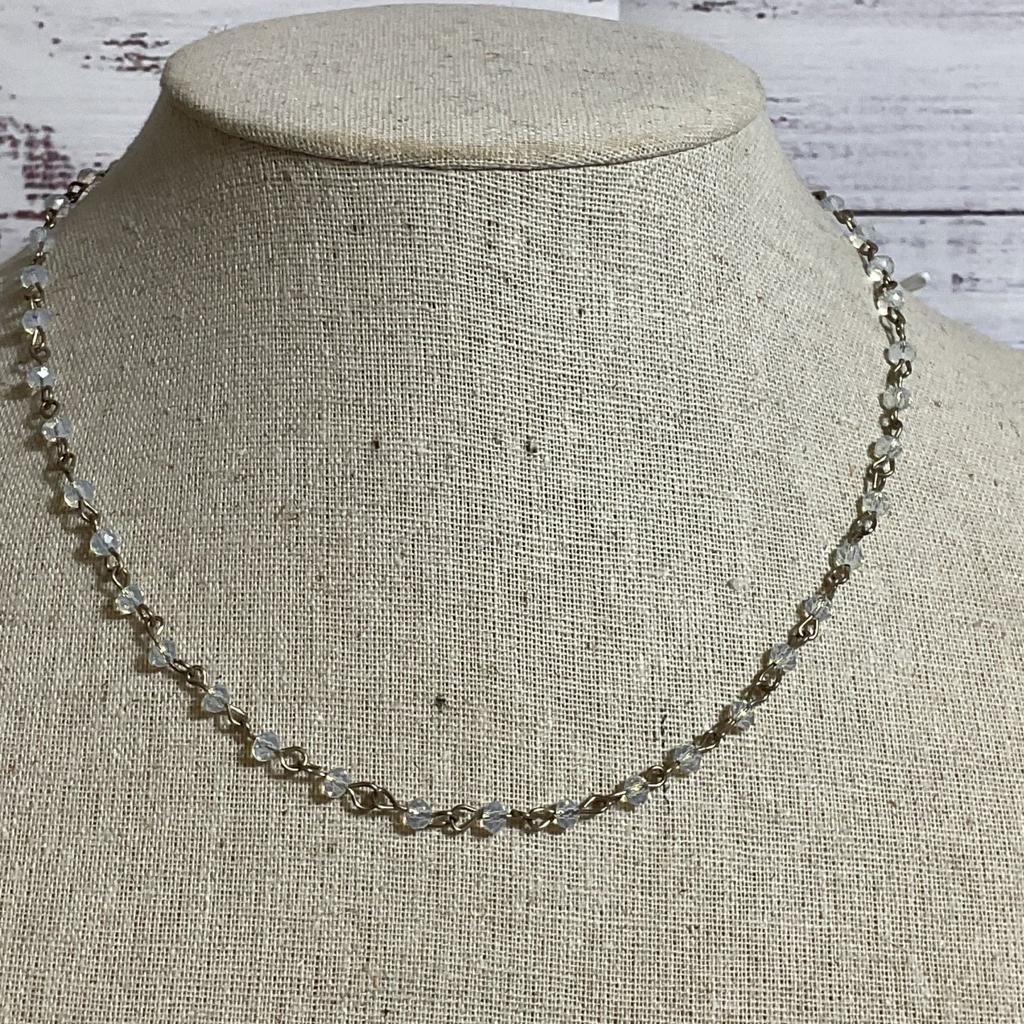 Sterling Silver Rhinestone Beaded 17" Necklace- 7g