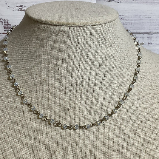Sterling Silver Rhinestone Beaded 17" Necklace- 7g