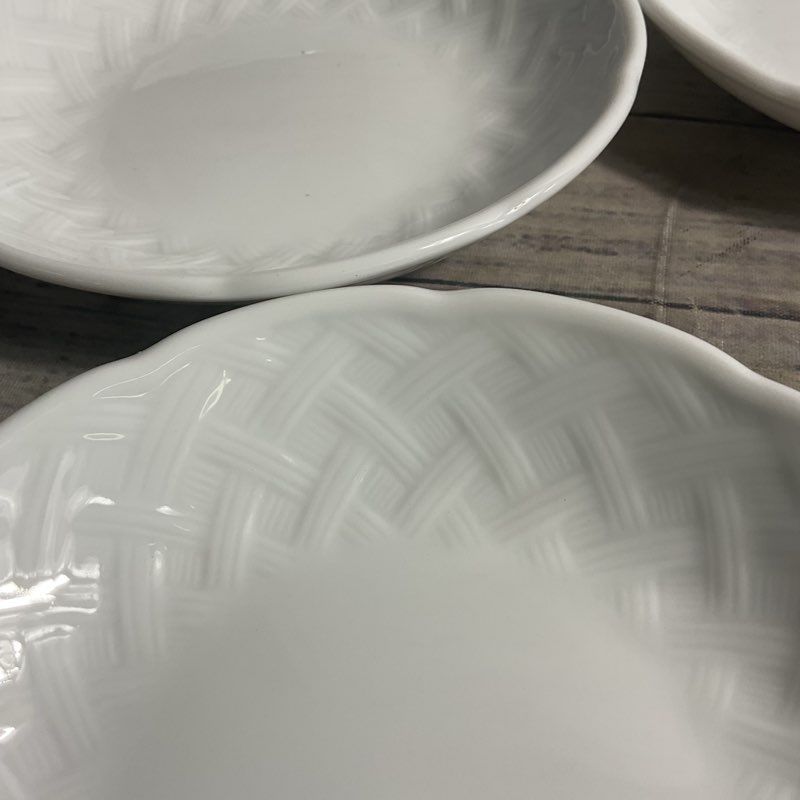Bernardaud Osier White Lattice Trim Porcelain 5" Fruit Saucer Bowls 9 Pc. Set