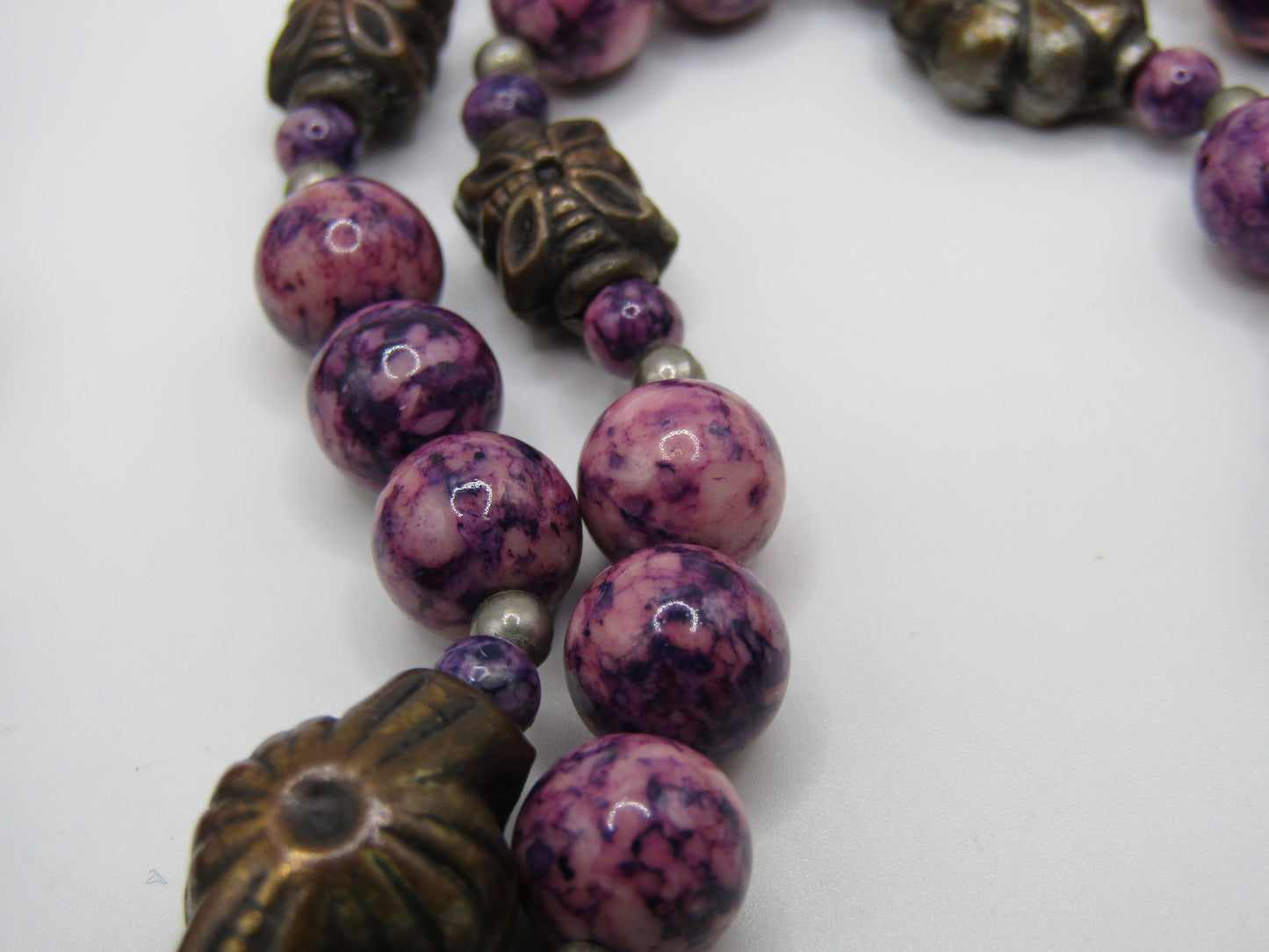 Judie Ingram Purple Swirl Resin Beaded Necklace