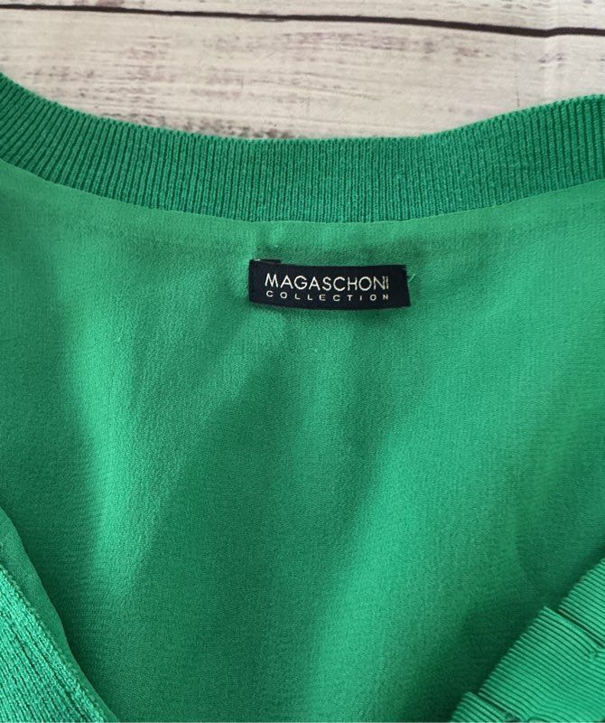 Women's Magaschoni Green Silk Blouse/Cardigan Size M/L
