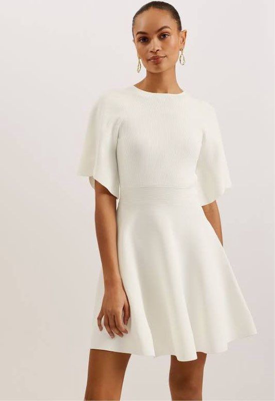 Ted Baker London Olivia Fit and Flare Dress in Ivory Size 1/US 4 Retail $295