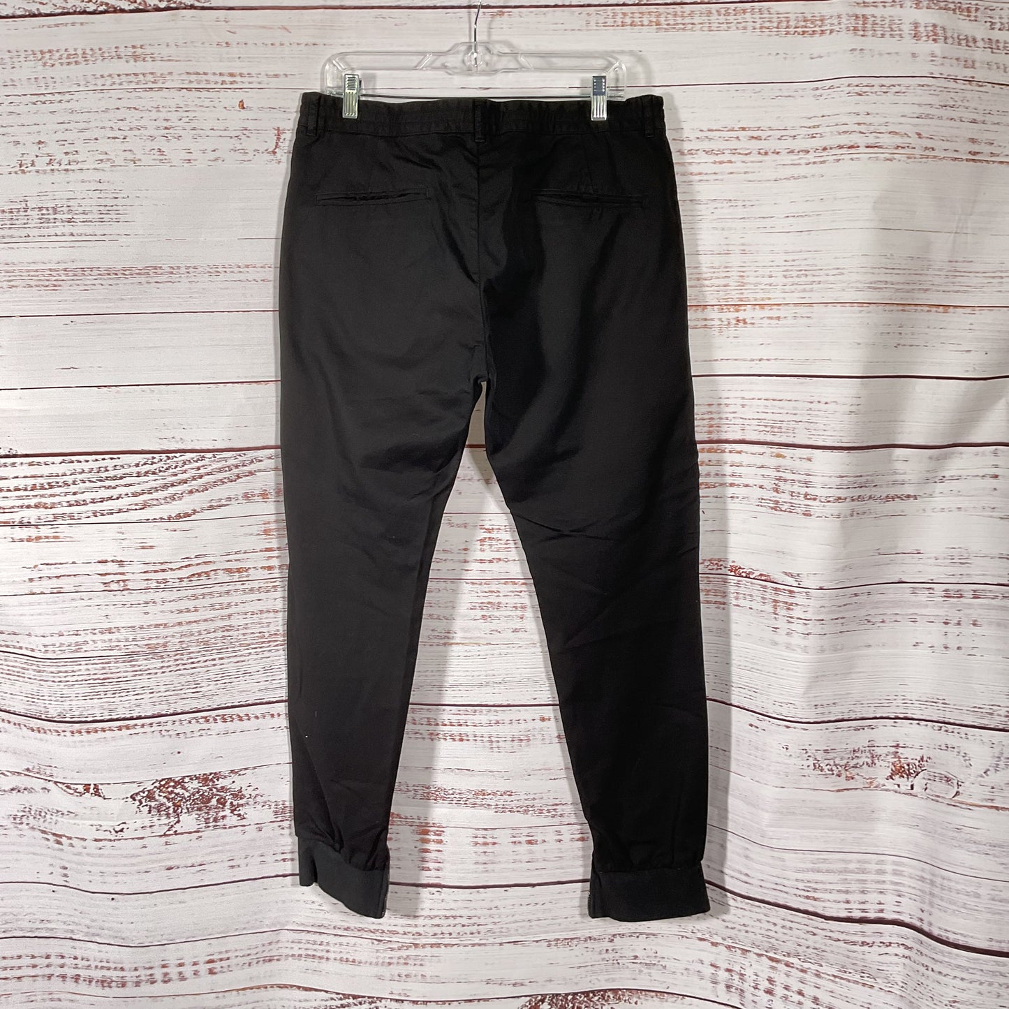 ARI Soho Black Cotton Drawstring Zip Pocket Trousers Pants - Size 34