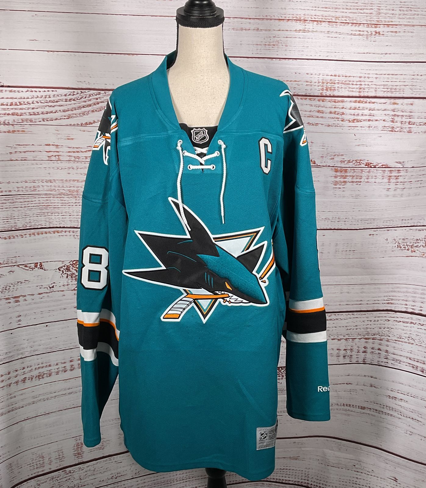 Reebok San Jose Sharks NHL Joe Pavelski Hockey Jersey Teal XXL