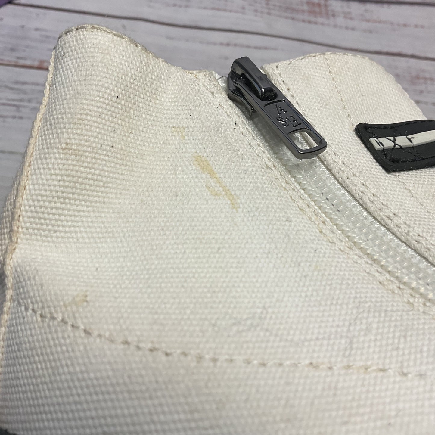 Ash White Canvas Hi-top Black Strap Buckle Sneaker Casual Shoe Women Size 7.5