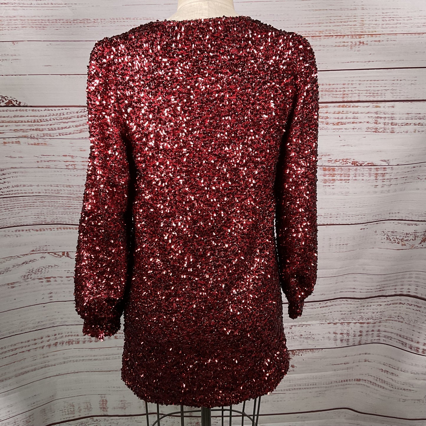 SEZANE Women's Cocktail Sequin Long Sleeve Mini Pullover Dress- SZ 34