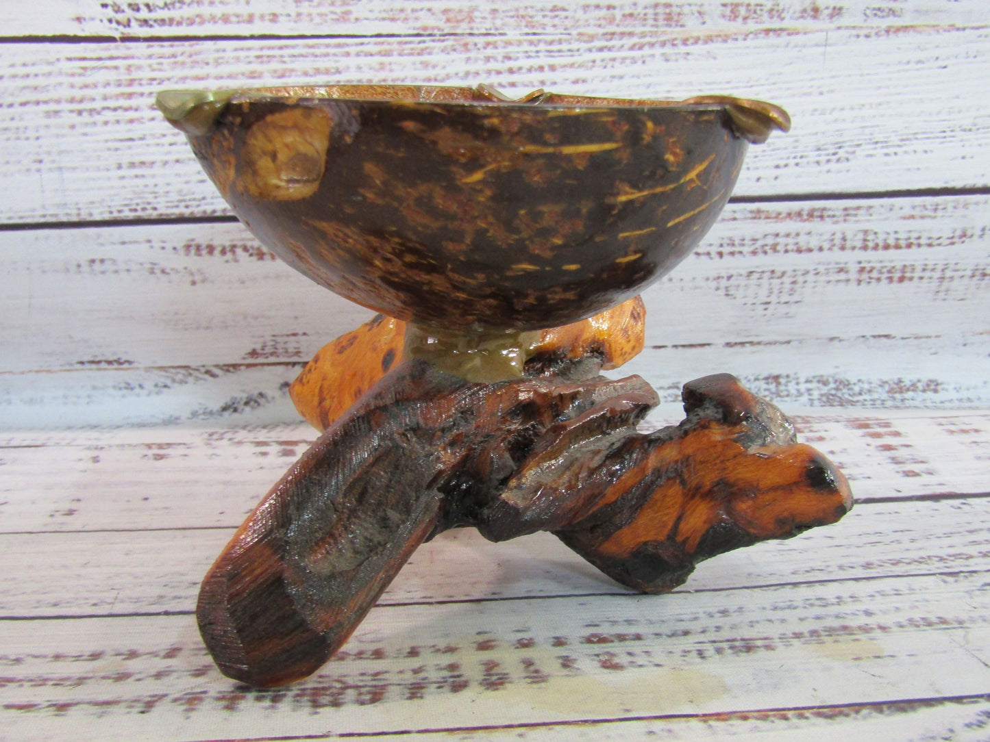 Handcrafted Wood & Coconut Aruba Coin Ashtray