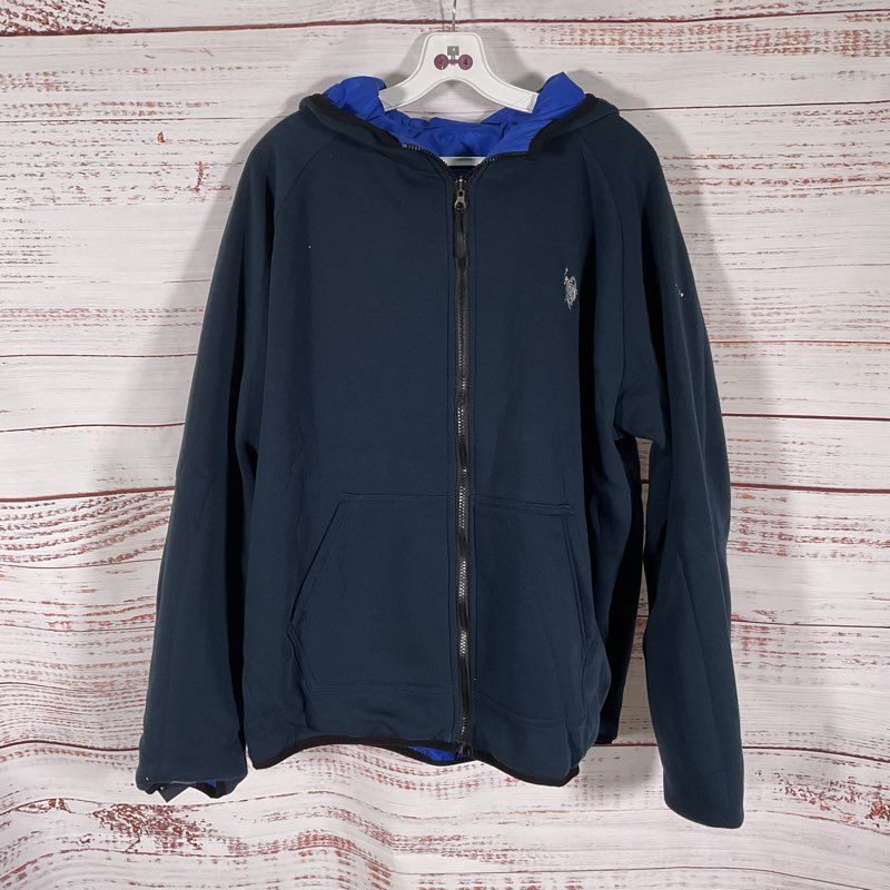 U.S. Polo Assn. Blue Reversible Full Zip Hooded Jacket - Size XL